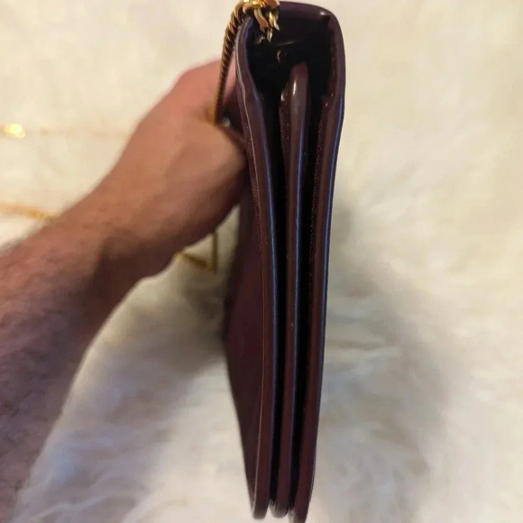 Authentic Christian Dior Bordeaux Nylon & Leather Chain Shoulder Crossbody Bag - Picture 4 of 8